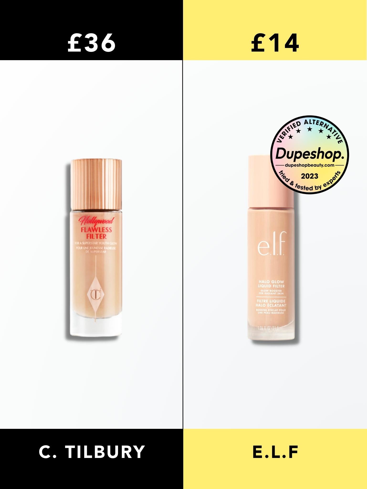 Charlotte Tilbury Flawless Filter vs e.l.f Halo Glow Dupeshop Charlotte Tilbury Flawless Filter vs e.l.f Halo Glow Dupeshop