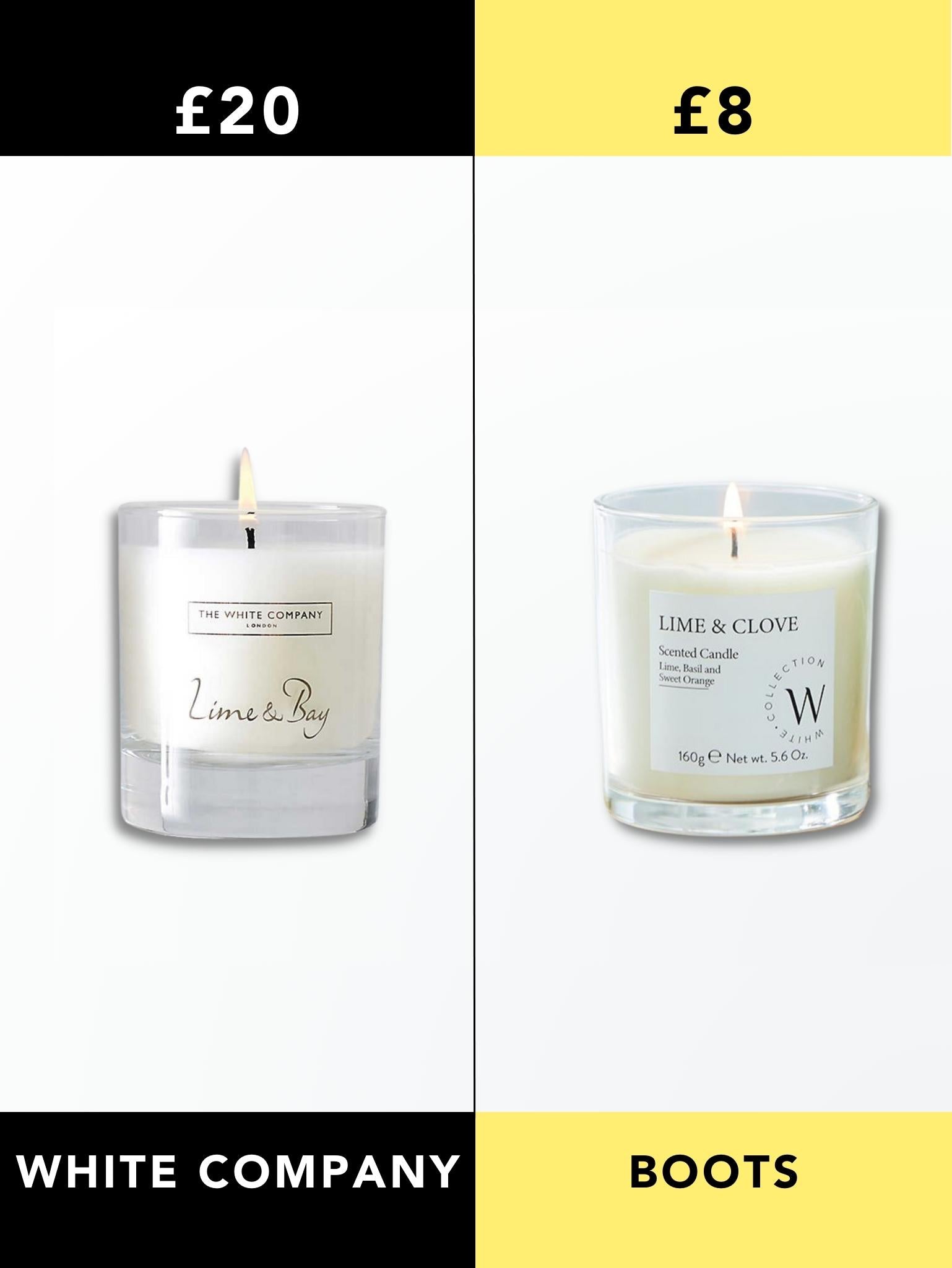 White Company Lime & Bay Candle vs Boots Candle