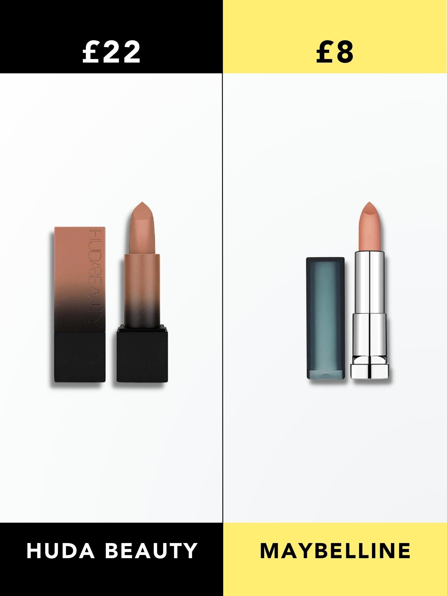 Huda Beauty Lipstick vs Maybelline Lipstick