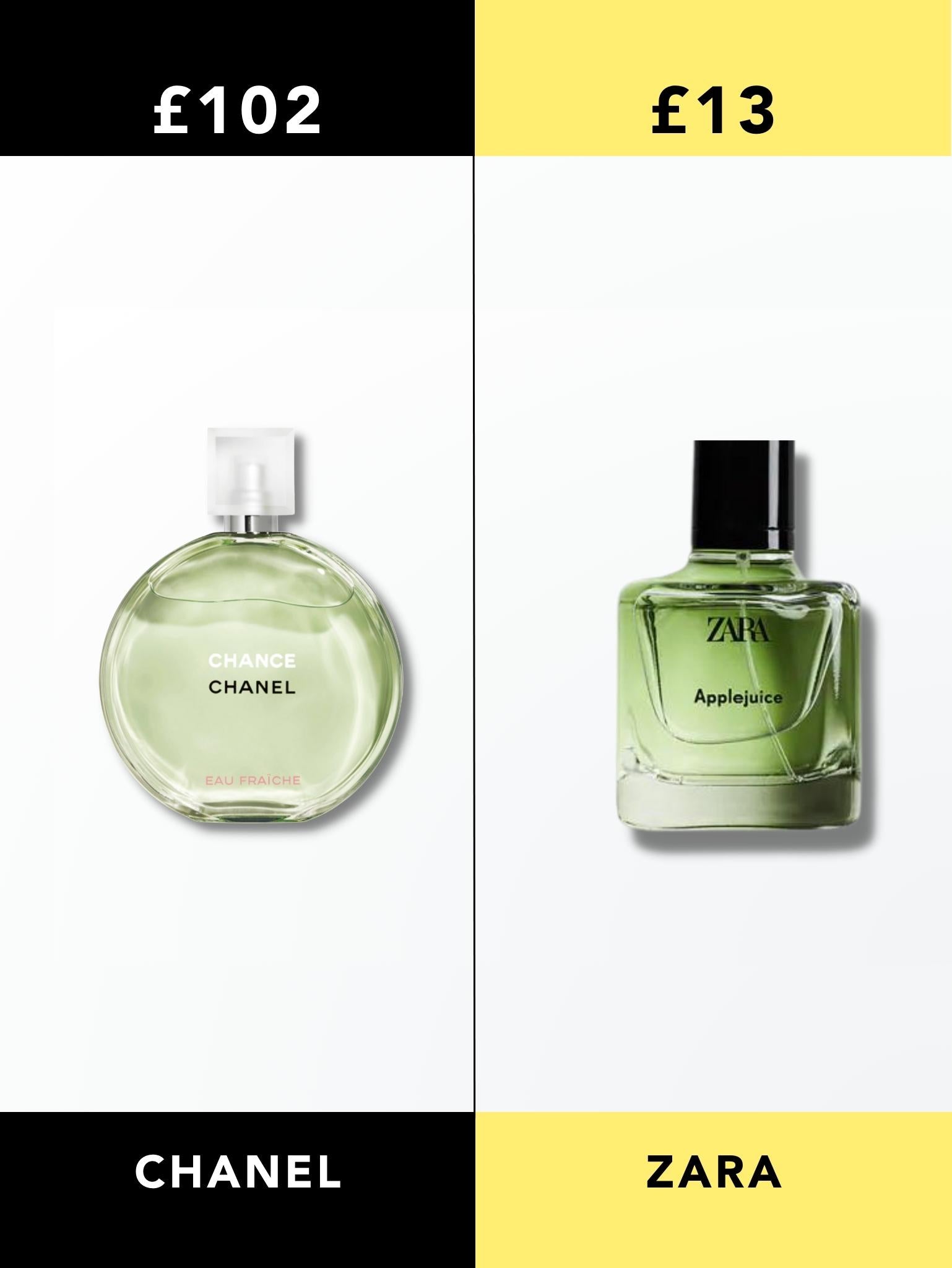 Chanel Chance Eau Fraîche vs Zara Applejuice Perfume – Dupeshop