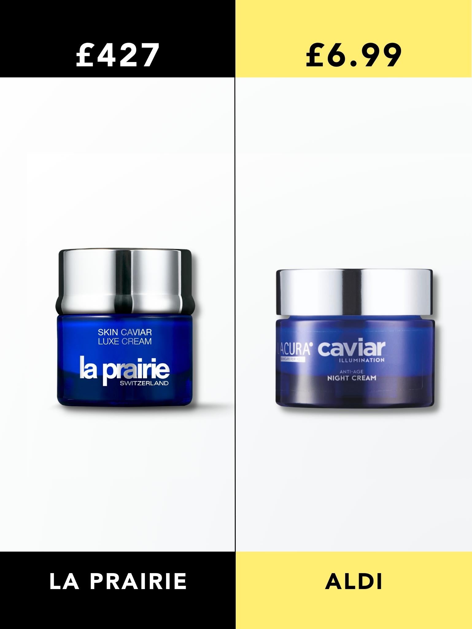 La Prairie Caviar Cream vs Aldi Caviar Cream