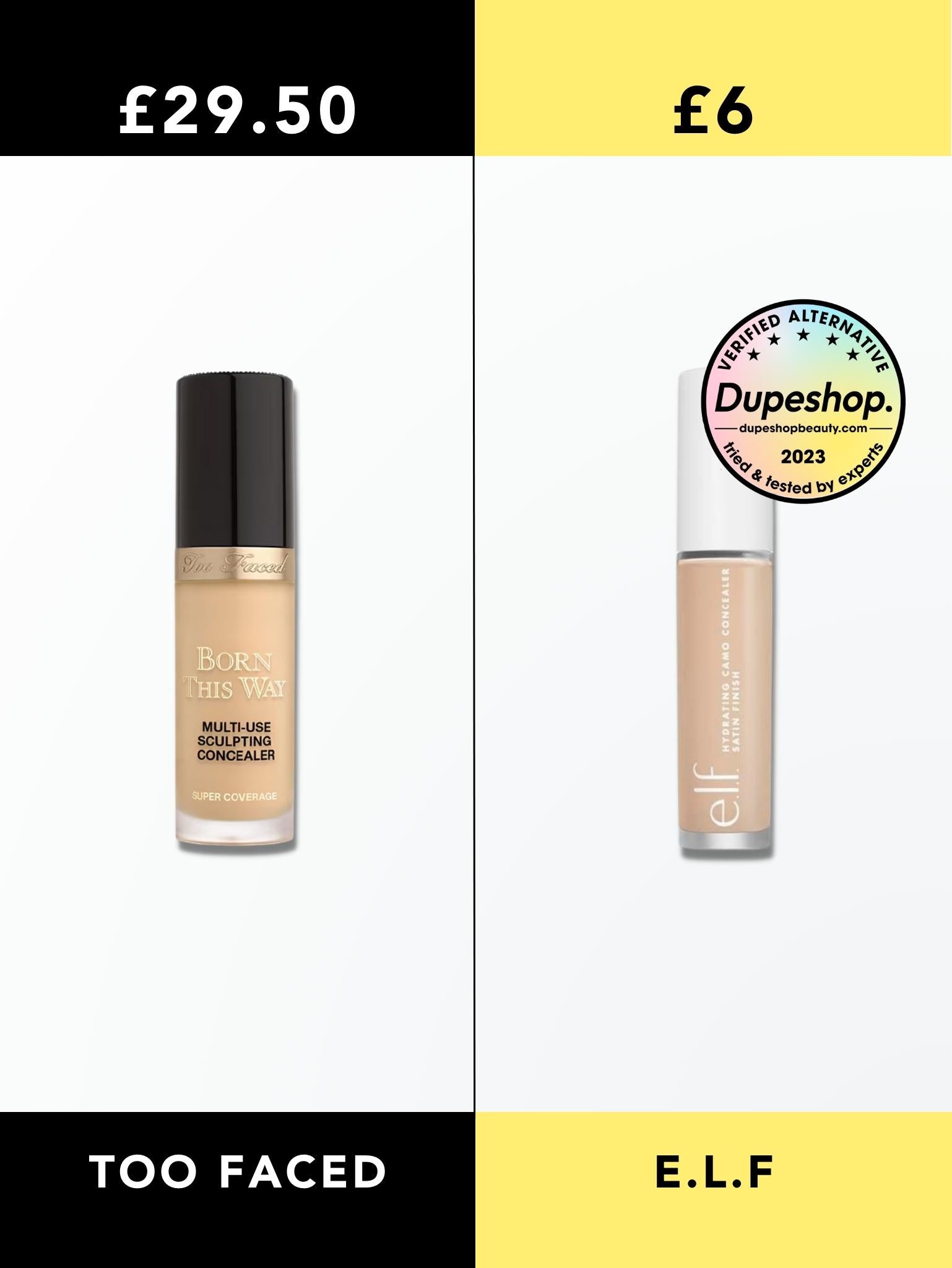 Too Faced Born This Way Concealer vs e.l.f Hydrating Camo Concealer